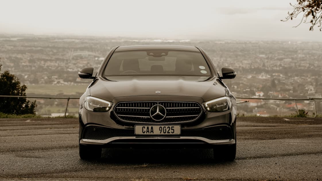 Mercedes-Benz E-Class front view overlooking Cape Town